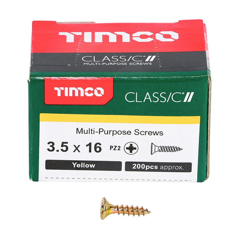 Timco - Classic Screw PZ2 CSK ZYP  3.5 x 16 - box of 200