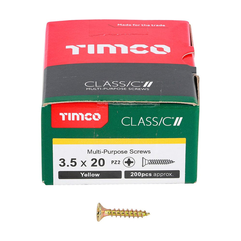 Timco - Classic Screw PZ2 CSK Yellow Passivated 3.5 x 20 - box of 200
