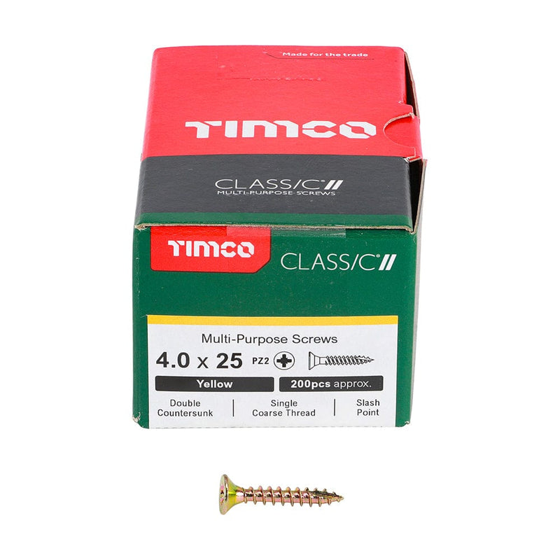 Timco - Classic Screw PZ2 CSK ZYP 4.0 x 25 - box of 200