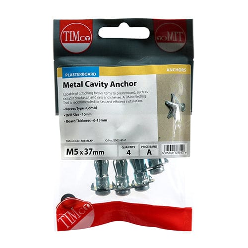 Timco - Cavity Anchor - BZP
M5 x 37 (45mm Screw) - 4 PCS