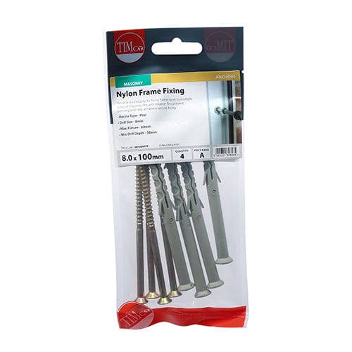 Timco - Nylon Frame Fixing - ZYP 8.0 x 100 - 4 PCS